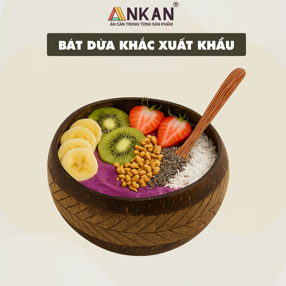 Bát Gáo Dừa Khắc Lá Cọ Thủ Công – Đựng Ngũ Cốc, Sinh Tố, Chè, Bánh Kẹo, Decor Spa