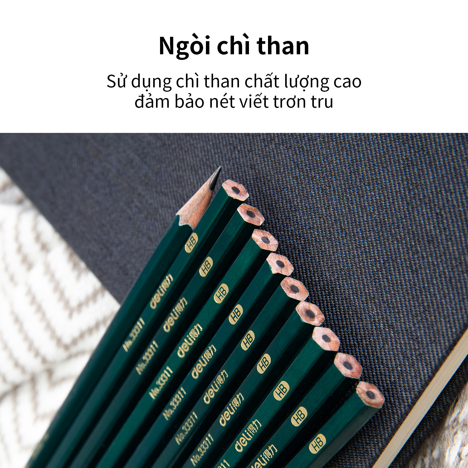 Bút chì lục giác Deli - loại 2B/HB - 10 chiếc/hộp - 33311 / 33312