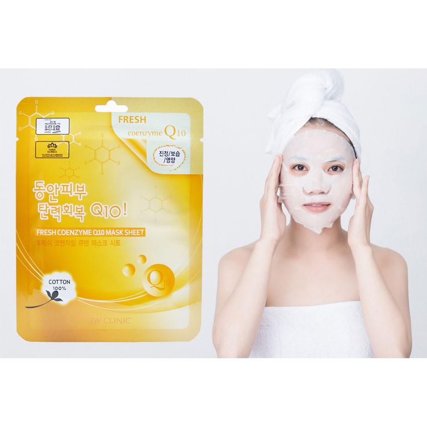 Combo 10 Mặt nạ bổ sung Collagen 3W Clinic Fresh Coenzyme Q10 Mask Sheet 23ml x 10