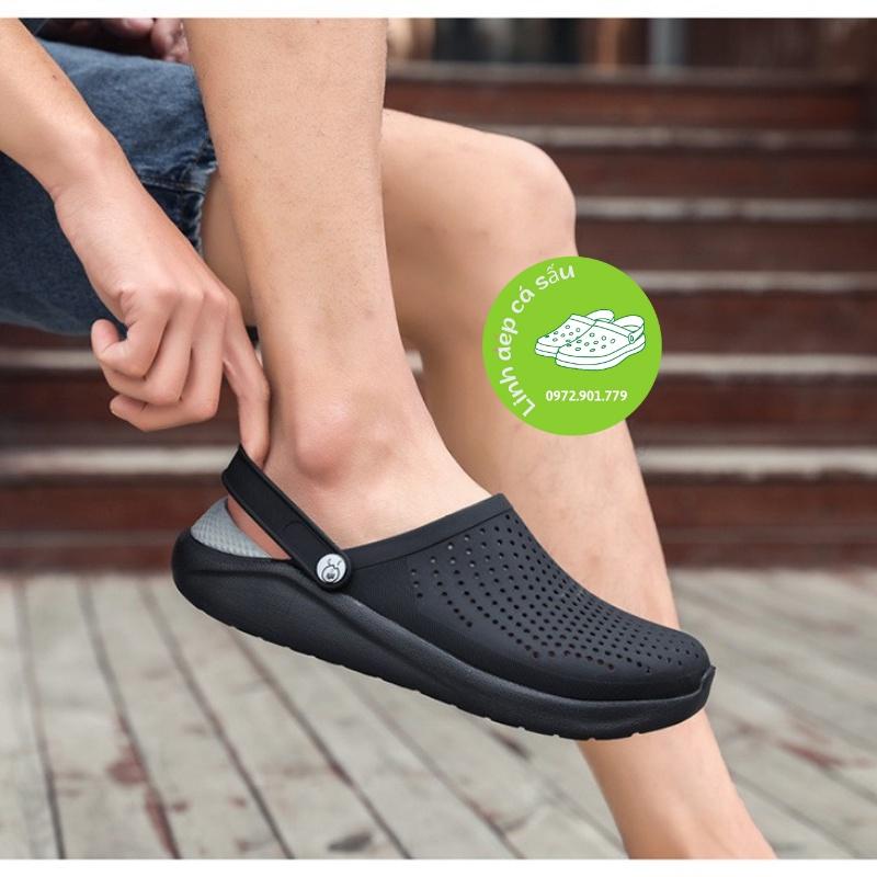 Dép sục cross literide màu đen tuyền êm mềm nam nữa hàng xuất xịn, mẫu mới, full box