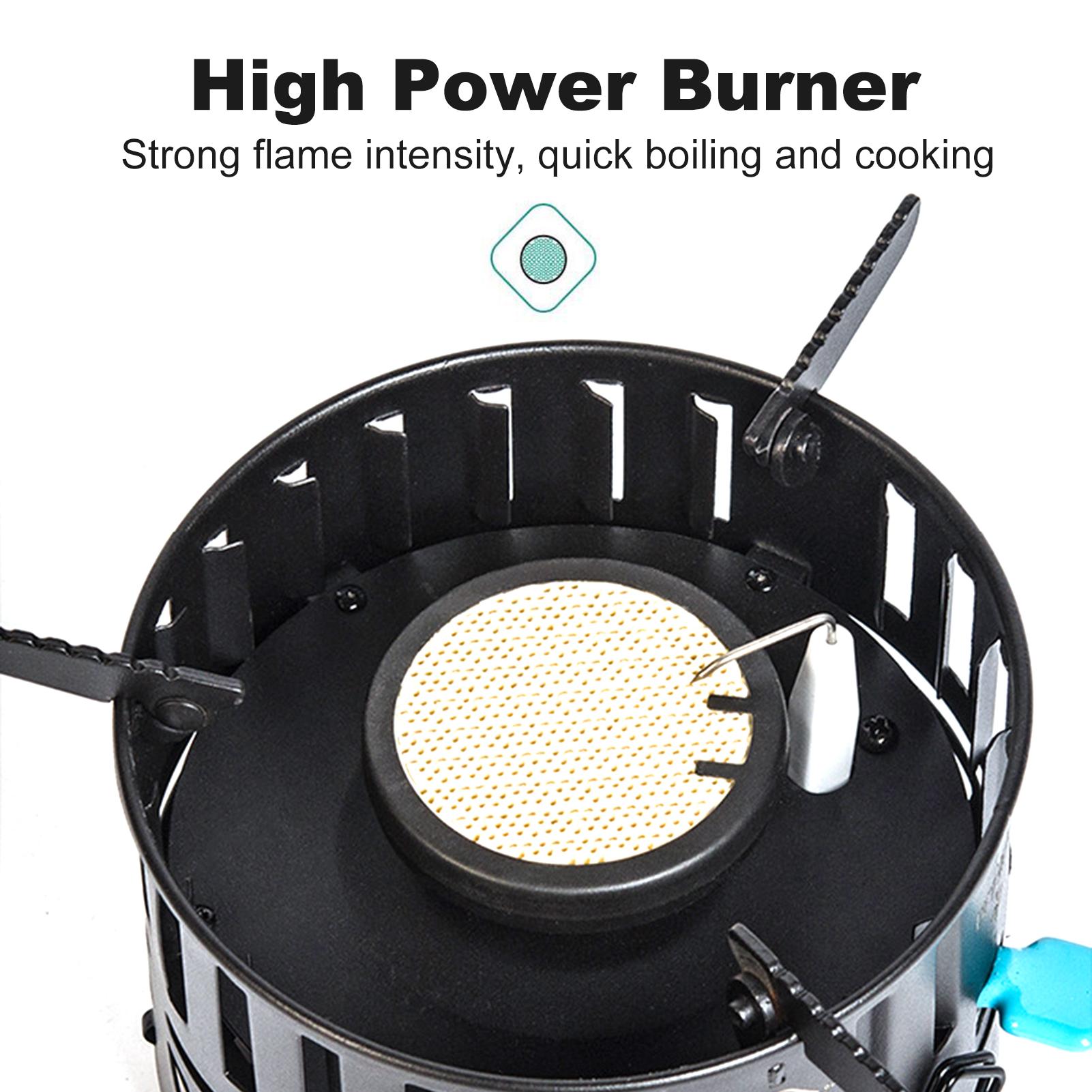 Outdoor Portable Windproof Camping Stove Piezo Ignition Gas Burner with 0.8L Water Kettle Tea Pot for Camping Hiking