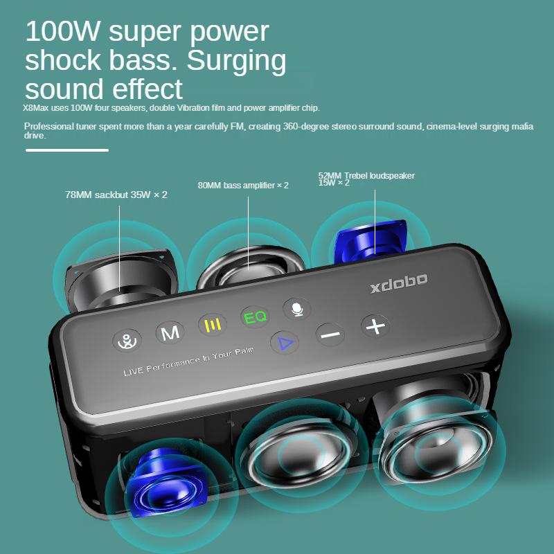 Loa Bluetooth không dây di động Xdobo X8 max 100w siêu dày Loa siêu trầm TWS và dung lượng pin 20000mah Caixa De Som Màu sắc: X8 60W