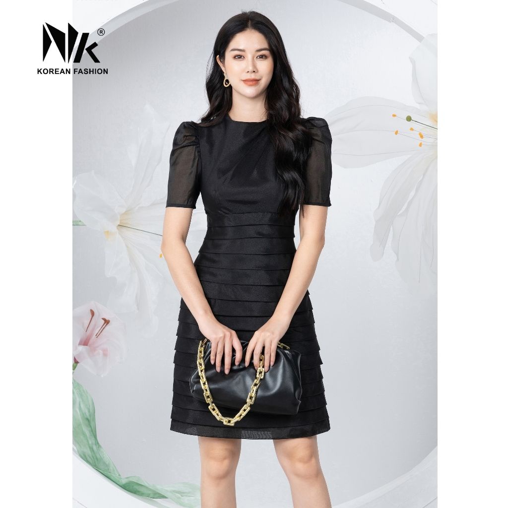 Đầm Tơ Xếp Thân Nữ NK Fashion Thiết Kế Phong Cách Lịch Sự, Hiện Đại, Phù Hợp Mọi Hoàn Cảnh NKDV2203005