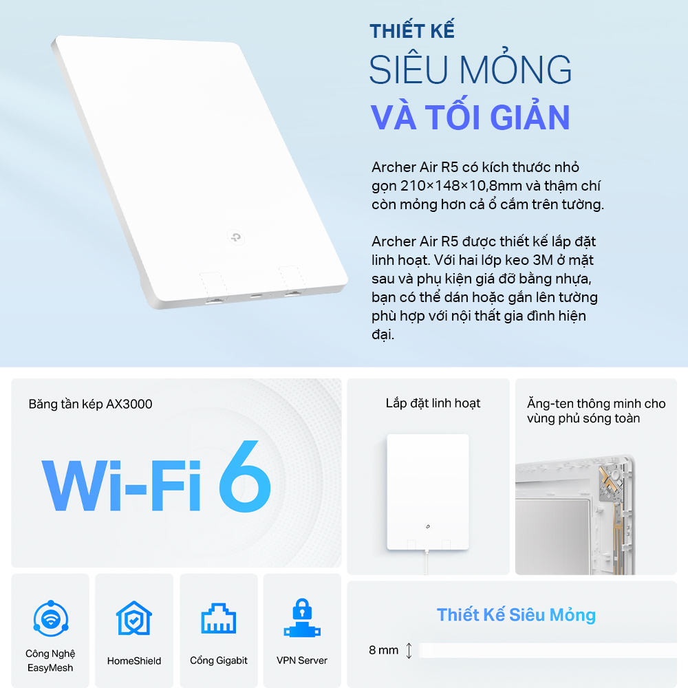 Hình ảnh Bộ Phát Router Wifi TP-Link Archer Air R5 Wifi 6 Băng Tần Kép AX3000 - Hàng Chính Hãng