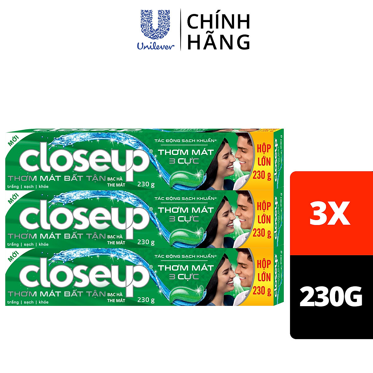 Combo 3 Kem Đánh Răng Close Up Bạc Hà 230g