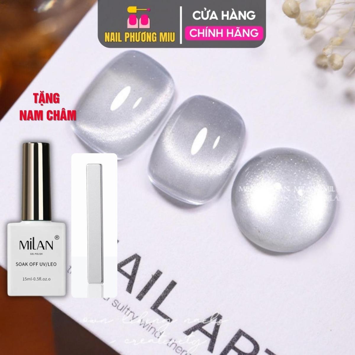 Combo Sơn Gel Mắt Mèo Ánh Trăng Kim Cương Milan Tặng Kèm Nam Châm Vuông To Siêu Từ Tính Đẩy Mắt Mèo nails Siêu Sáng