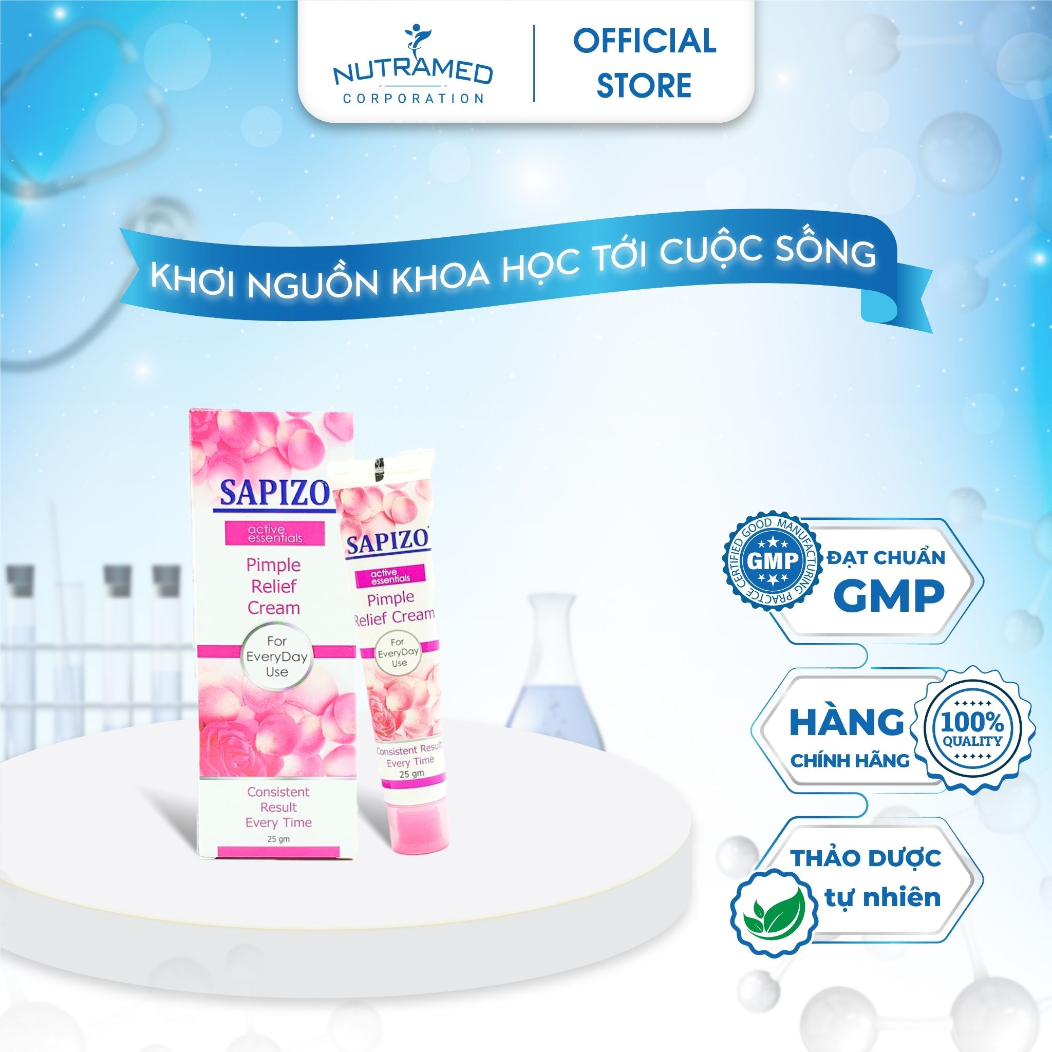 Kem thảo dược Sapizo Cream hỗ trợ điều trị mụn trứng cá (Hộp