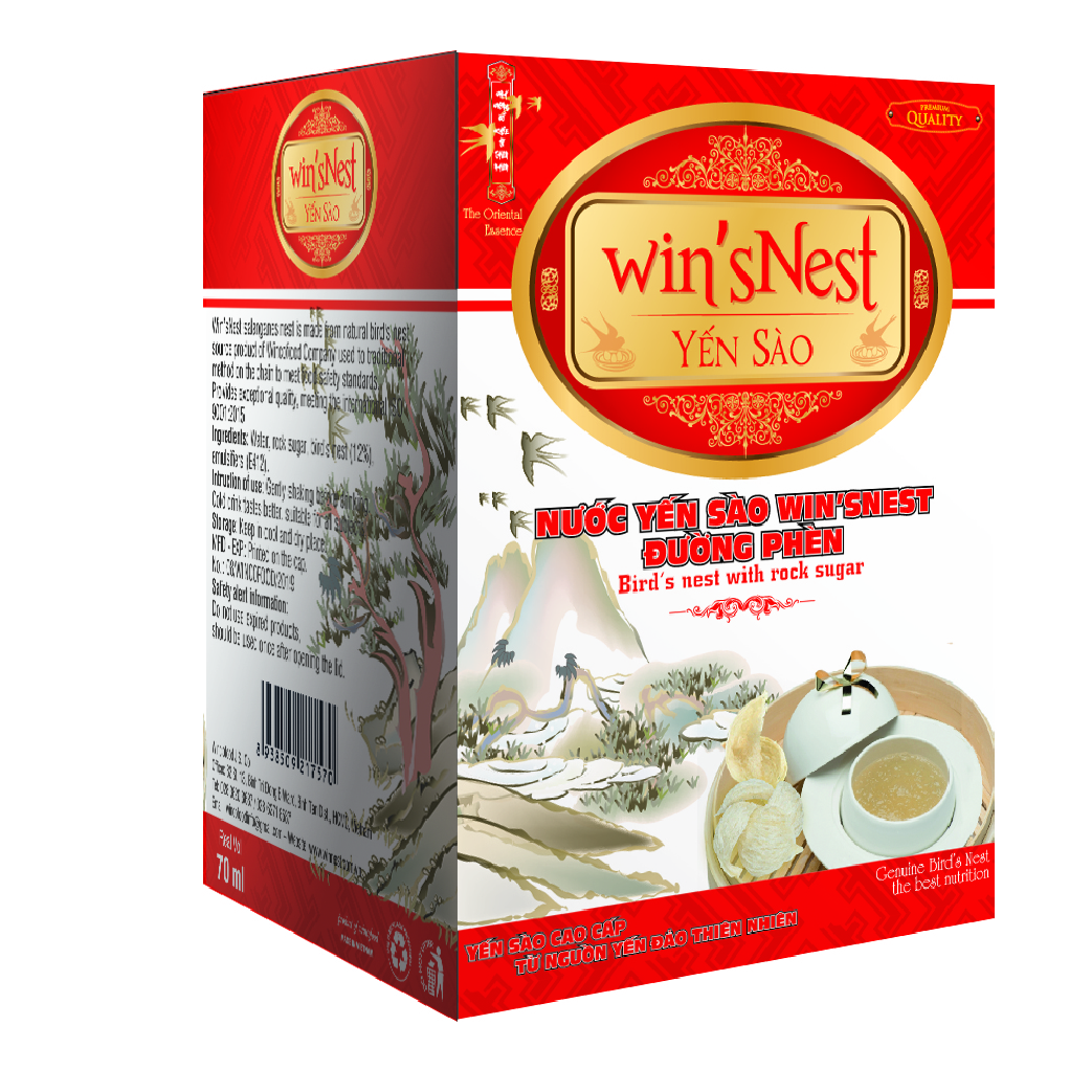 Yến sào win'sNest tổ yến 25% chưng sẵn nguyên chất ít đường (4 lọ*70ml/ Hộp) thích hợp cho mọi đối tượng và trẻ từ 3 tuổi trở lên