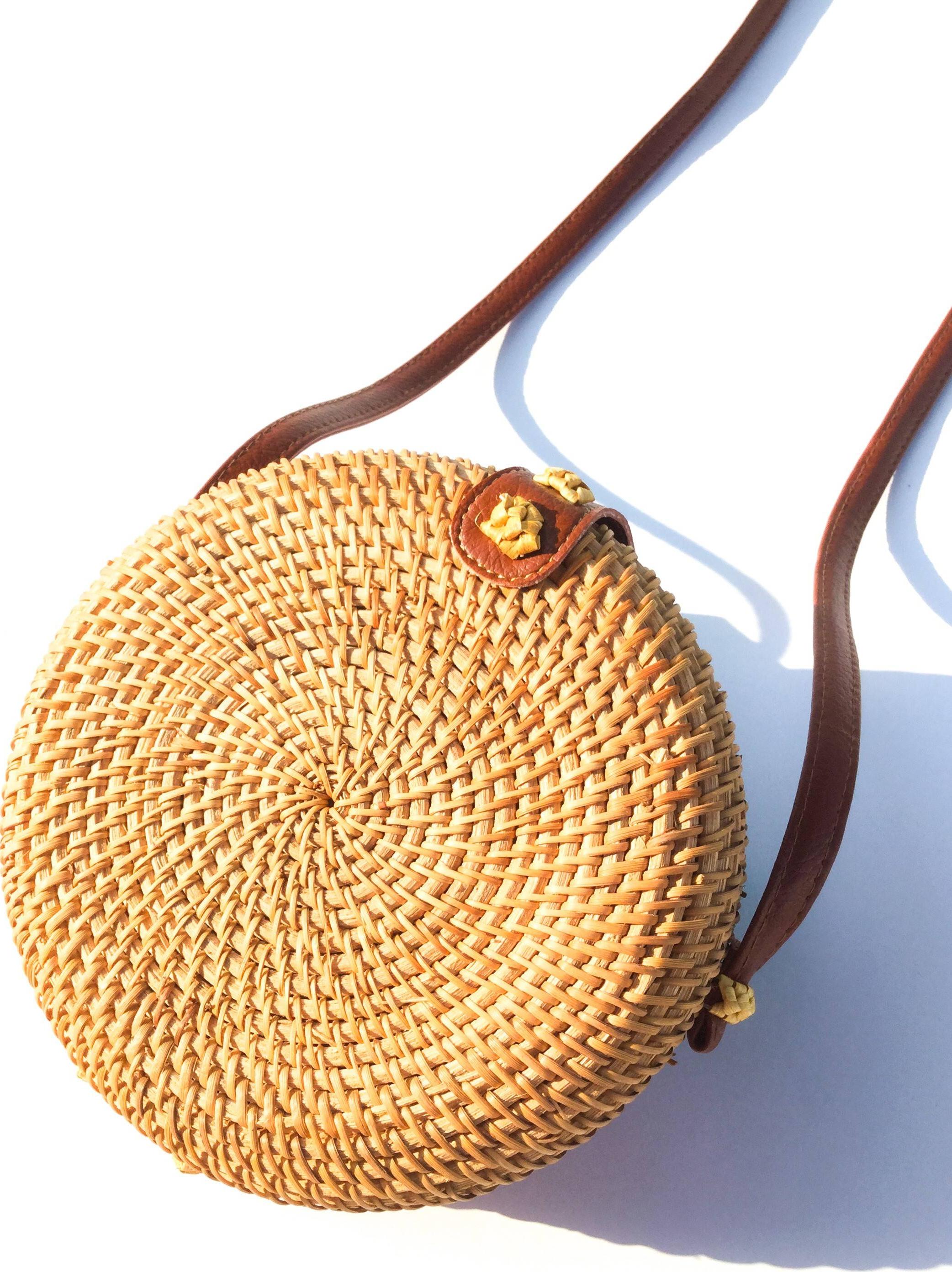 Túi mây tre đan trơn mấn góc - Lớn 20cm