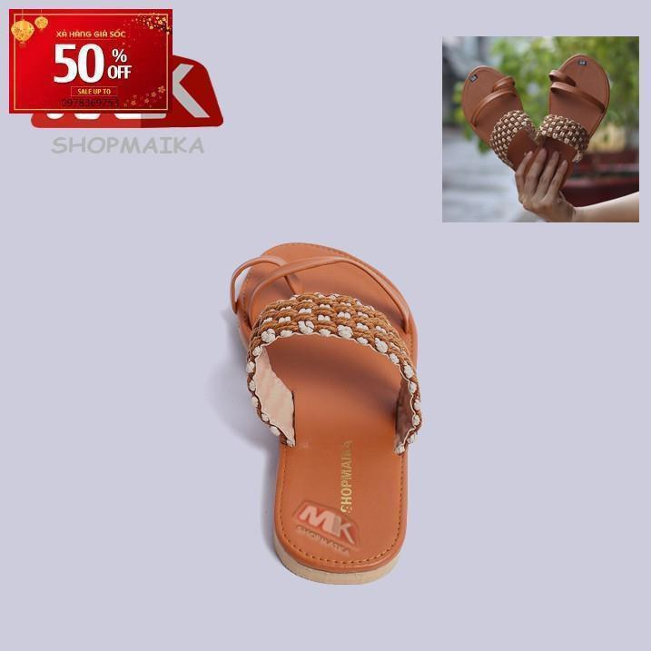 Dép Quai Ngang Xỏ Ngón Thời Trang S122 Nâu