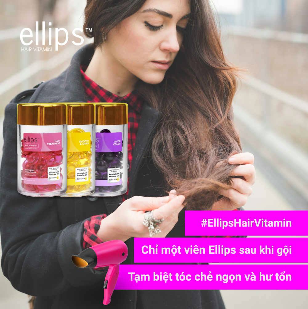 Viên Serum Dưỡng Tóc Ellips Hair Vitamin Giúp Phục Hồi Tóc, Nuôi Dưỡng Tóc Óng Mượt (Lọ 50 Viên