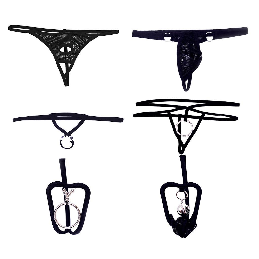 6xSexy Men Black G String C-string T Back Thong Underwear Bikini Briefs