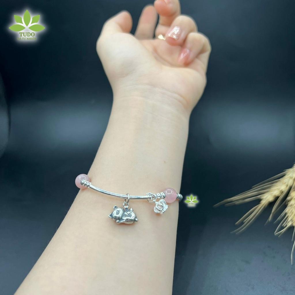 Vòng Tay Nữ Đẹp - Vòng Phong Thủy Mệnh Kim Thủy TUDO VCBTAH AG925 Charm Mèo Thần Tài, Vương Miện B28K400