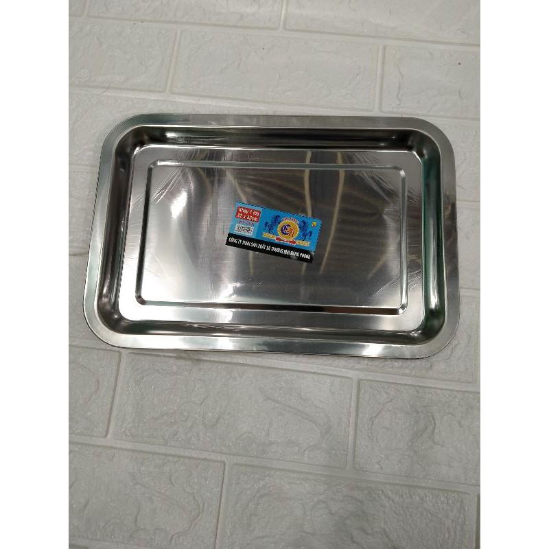 Khay inox nông chữ nhật 3 size - hàng đẹp giá tốt