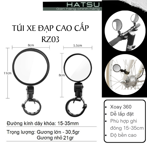 Gương xe đạp chiếu hậu tròn dành cho Xe Đạp Thể Thao Địa Hình Xoay 360 Độ Giúp Đạp Xe An Toàn - 1 cặp - Size lớn/nhỏ lựa chọn