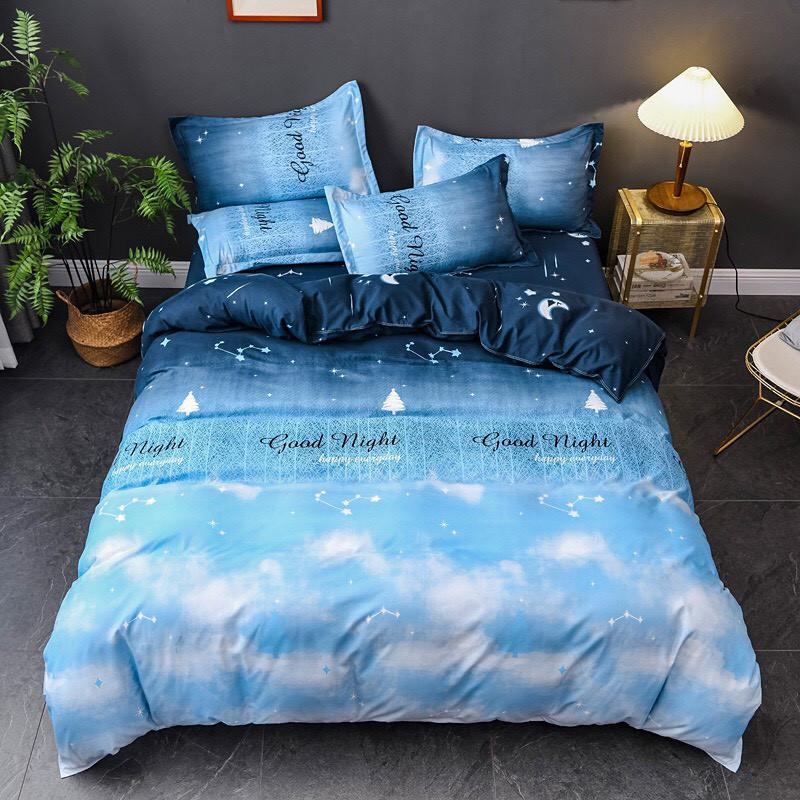 Bộ chăn ga gối Thiên văn học Minh Nhật 100% Cotton Poly cao cấp - vỏ chăn, ga giường và 2 vỏ gối - không kèm ruột