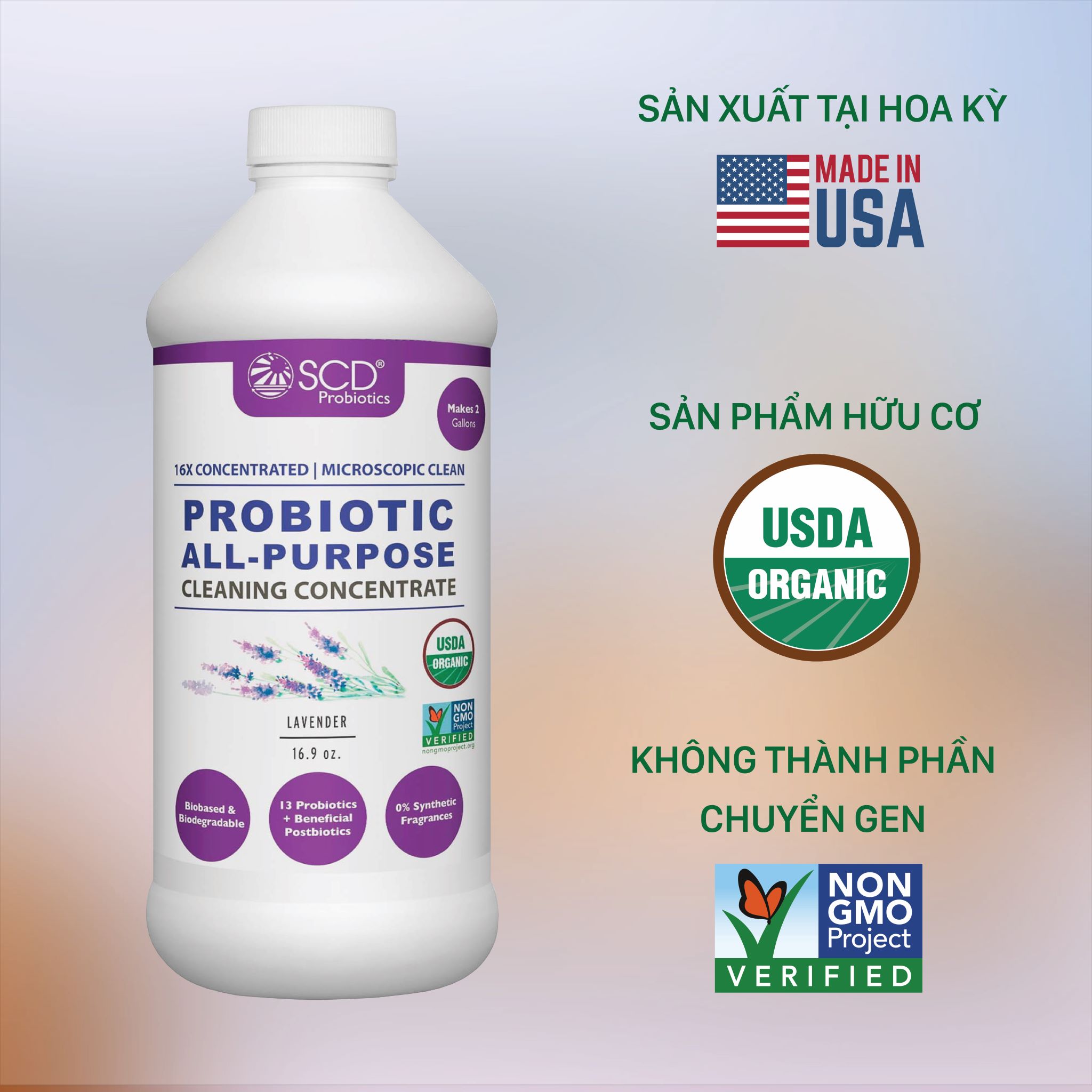 Nước làm sạch Sinh học Đa năng - Hương Lavender - All-Purpose Cleaning Concentrate (SCD Probiotics, USA) - 500ml Đậm đặc