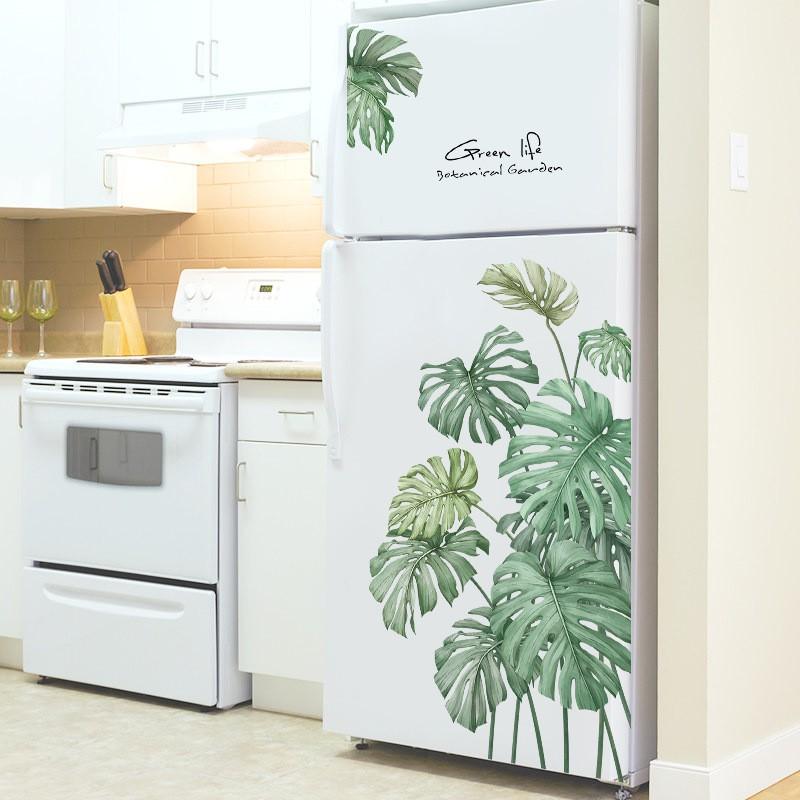 DECAL DÁN TƯỜNG PHONG CÁCH HÀN QUỐC NHIỆT ĐỚI lá xanh