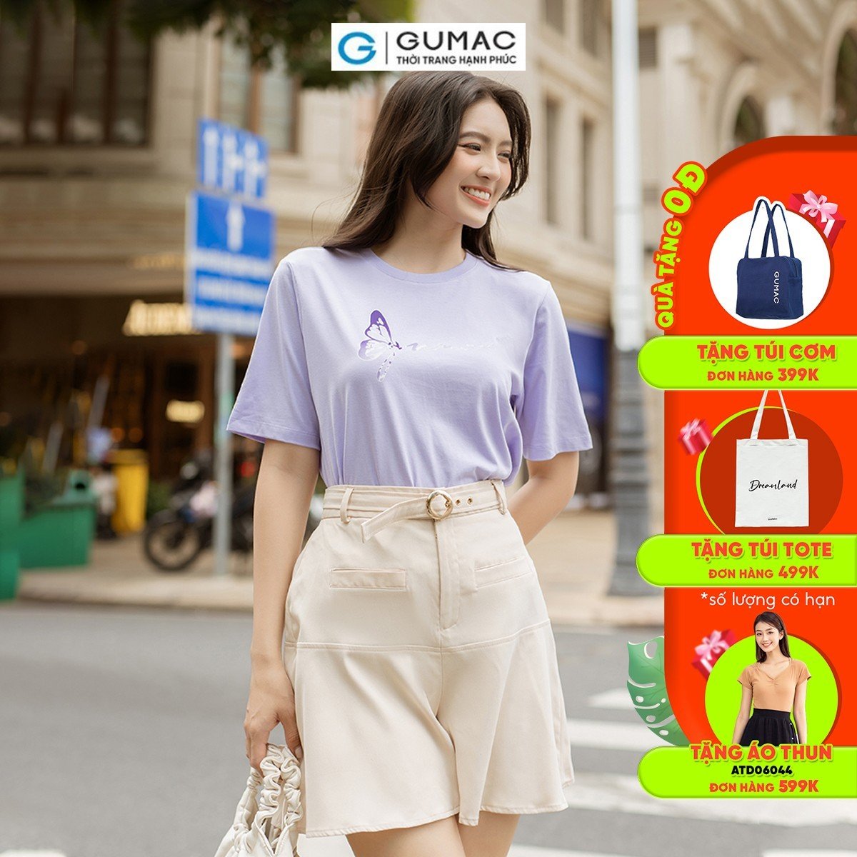 Quần short nữ dáng loe kèm thắt lưng trẻ trung năng động thời trang GUMAC QD07068