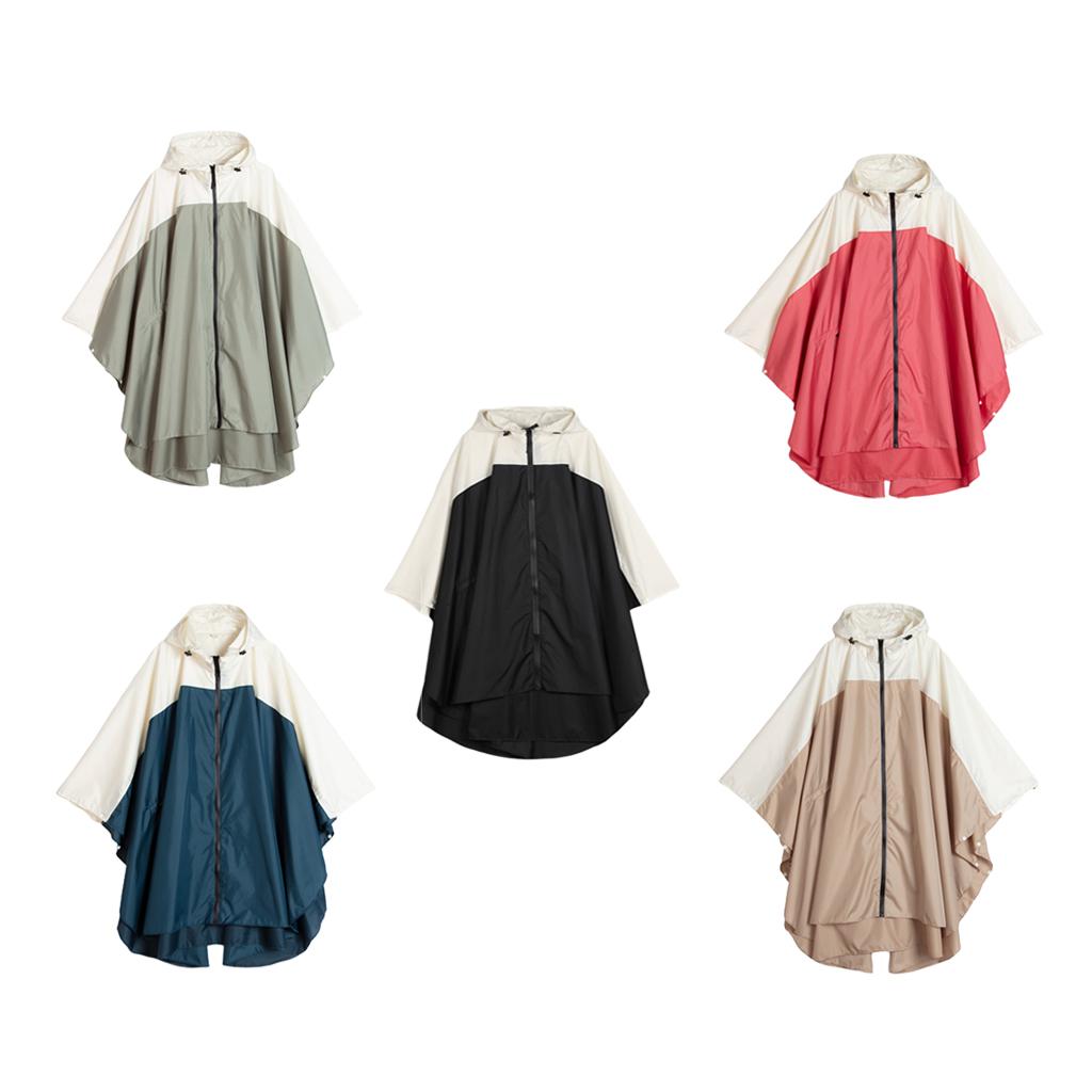 Women's Lightweight Waterproof Outdoor Raincoat Hooded Red Beige