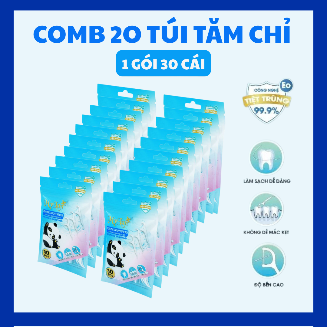 COMBO 20 Túi Tăm Chỉ Nha Khoa MyLan Cao Cấp Tiện Lợi 30 Cái/Túi