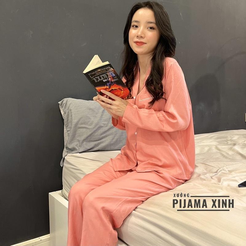 BỘ PIJAMA NỮ MẶC NHÀ DÀI TAY - Chất Lụa Đũi Mềm Thoáng Mát Nhiều Họa Tiết Bộ Quần Áo Dài