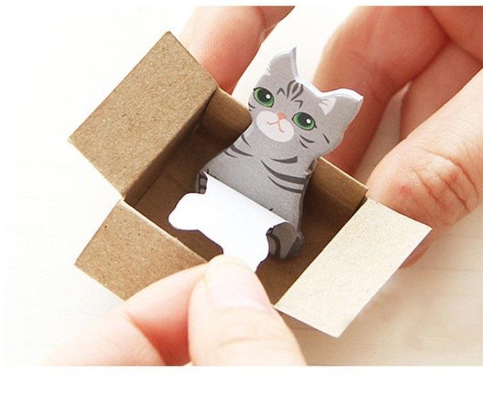 Giấy ghi chú hình con mèo đáng yêu ngồi trong thùng carton phiên bản hàn quốc PK1196