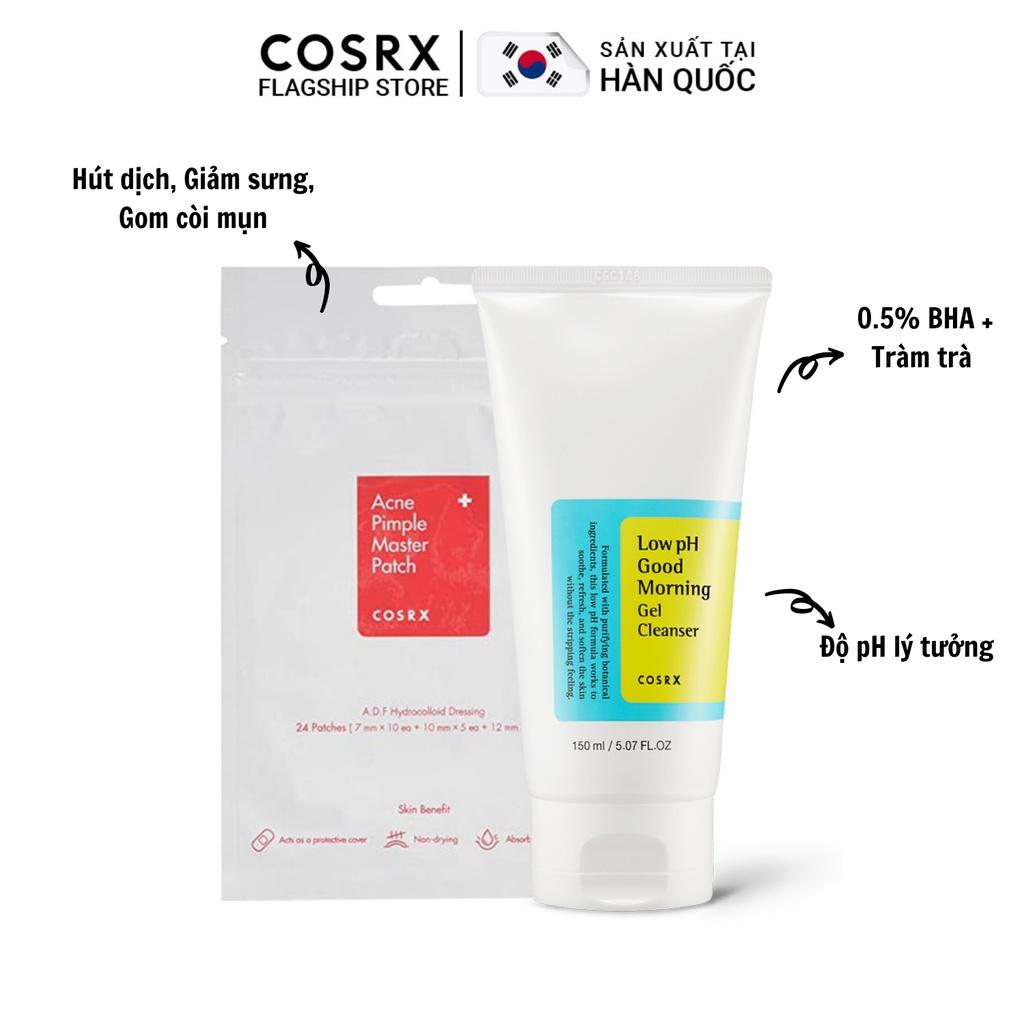 Combo Gel Rửa Mặt + Dán Mụn COSRX: Low pH Good Morning 150ml + Acne Pimple Master Patch 24 miếng