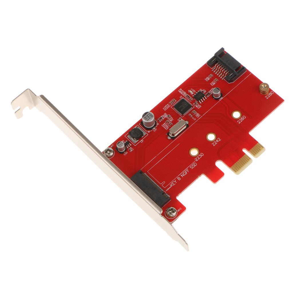 PCI-E Express 2.0 to NGFF M.2 B-Key SSD+ SATAIII Combo Adapter Converter
