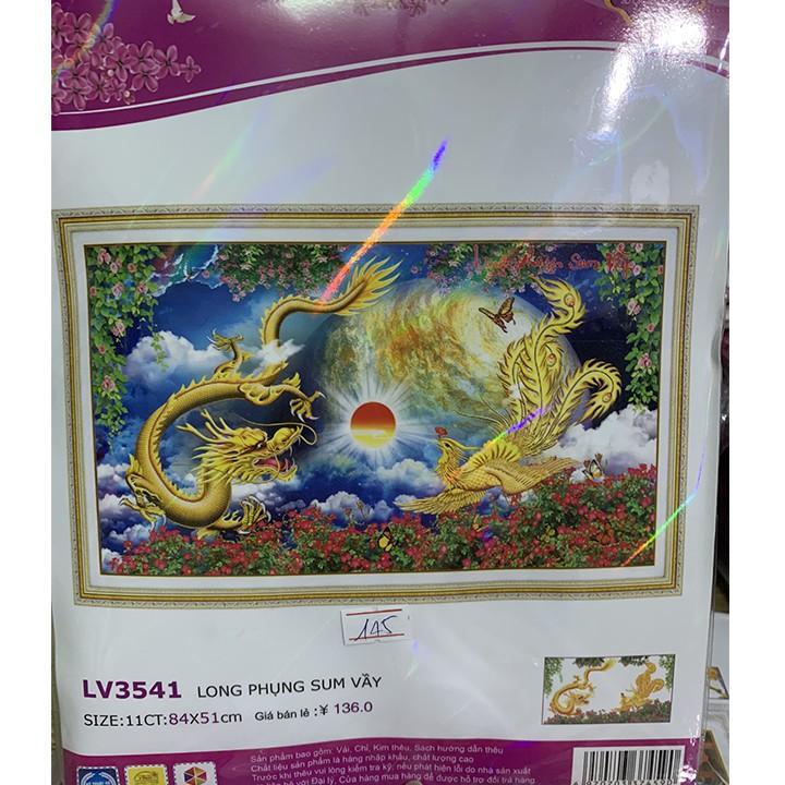 Tranh thêu long phụng sum vầy LV3541 - kích thước: 84 * 51cm.
