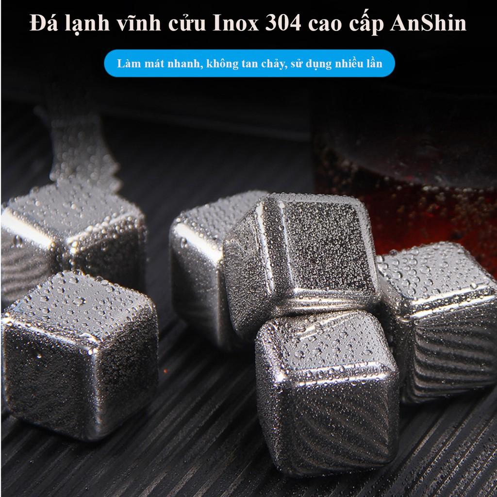 Đá lạnh vĩnh cửu Inox 304 cao cấp AnShin (hộp 8 viên kèm kẹp gắp)