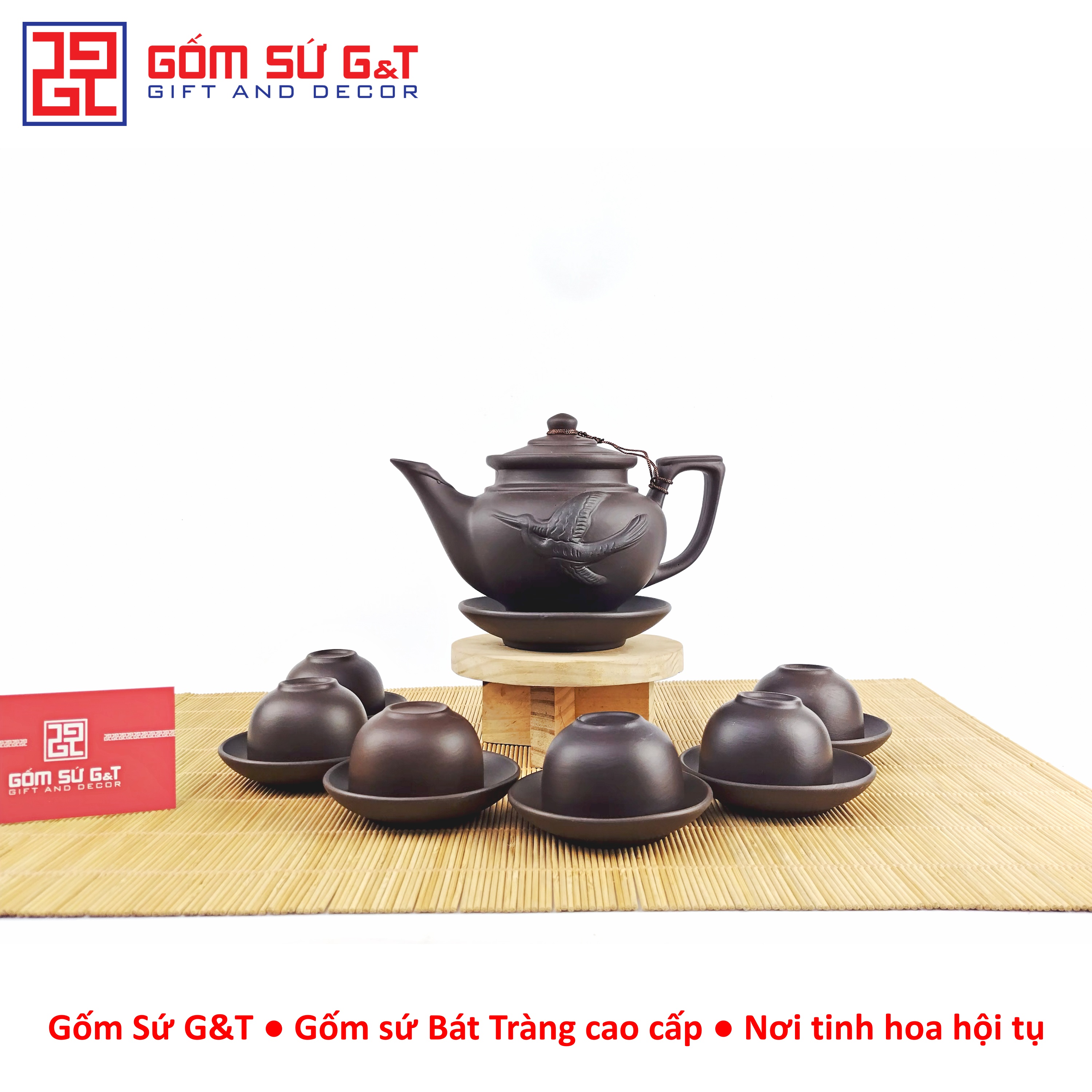 Bộ trà gốm liên hoa trơn Gốm Sứ G&T