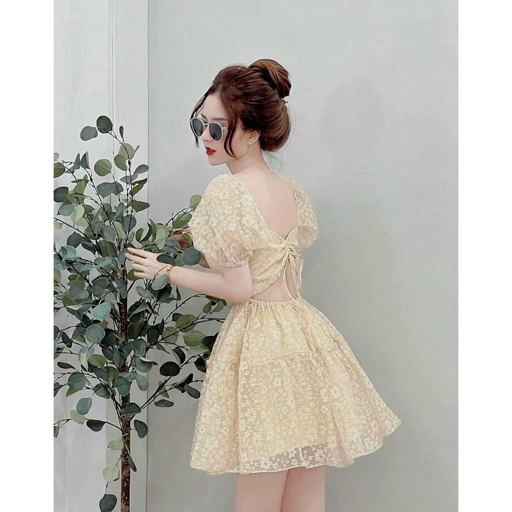 Đầm váy nữ ren hoa dáng xòe cổ vuông họa tiết tôn dáng trẻ trung siêu xinh bkfrre