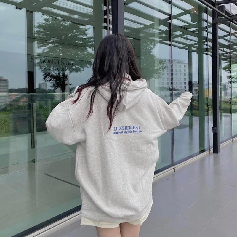 Áo Hoodie GOODVIBESONLY Form Unisex nam nữ nón 2 lớp trùm đầu, Áo hoodie nữ form rộng Áo hoodie nữ nỉ bông dày có mũ hai lớp unisex màu xám