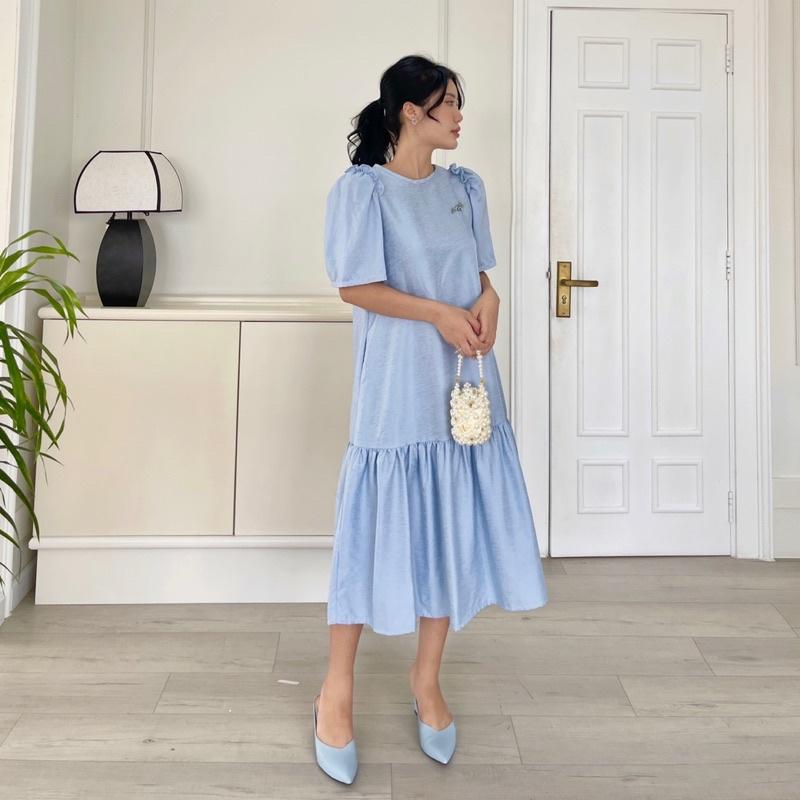 LISA DRESS Đầm suông tay phồng nhũ