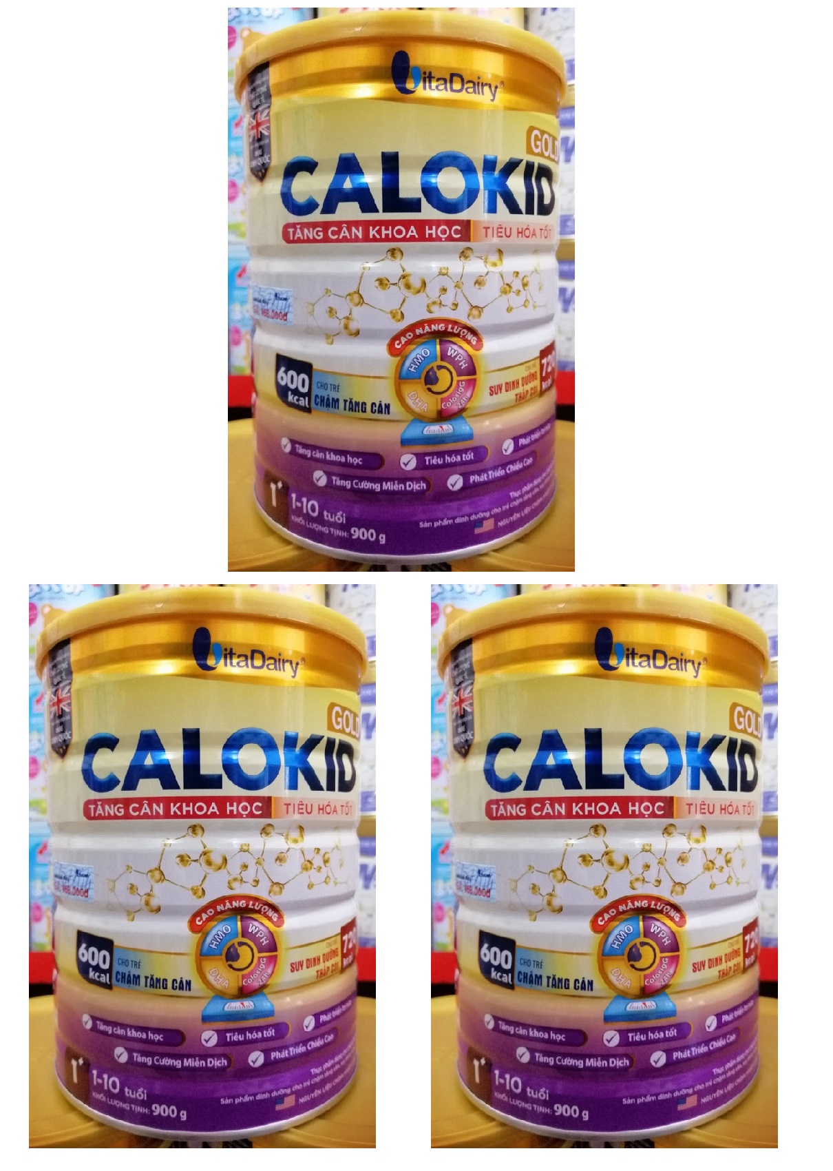 Combo 3 lon Sữa công thức Calokid Gold 1+ lon 900g