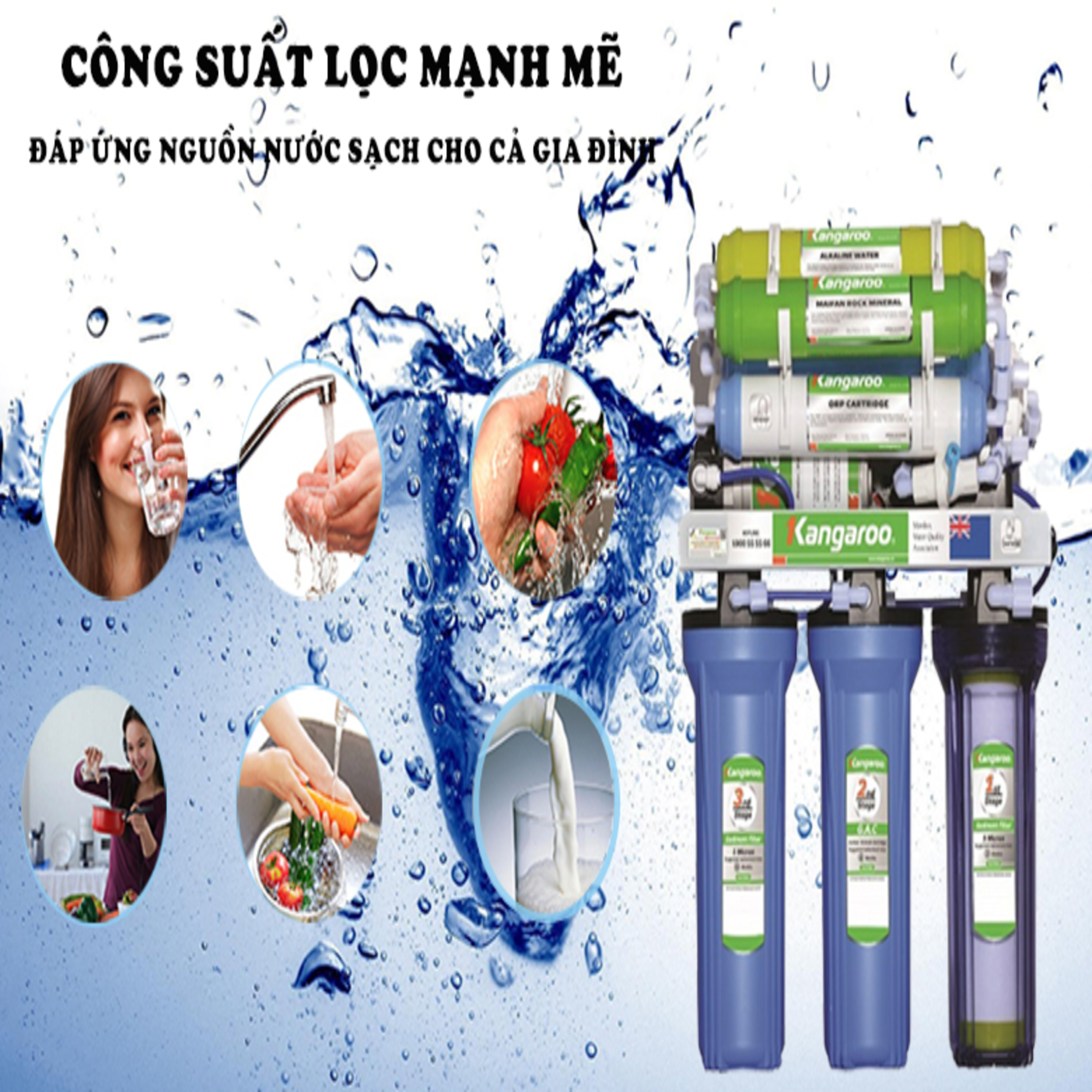 Bộ 3 Lõi Lọc sô 123 Kangaroo { Chính hãng } Lõi lọc nước Khỏi Các Cặn Bẩn Để Bảo Vệ Tuổi Thọ Màng RO