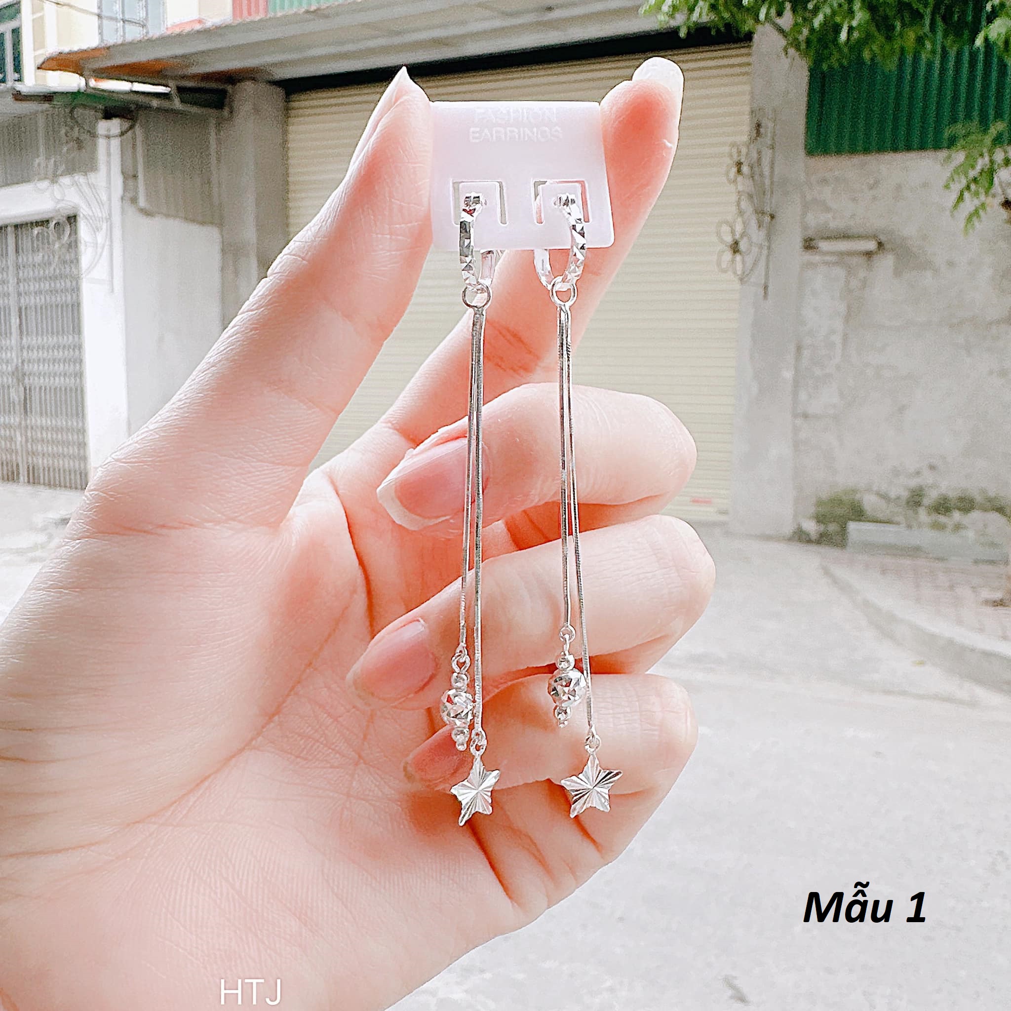 Bông tai nữ bạc Ý 2 tua dài MS135