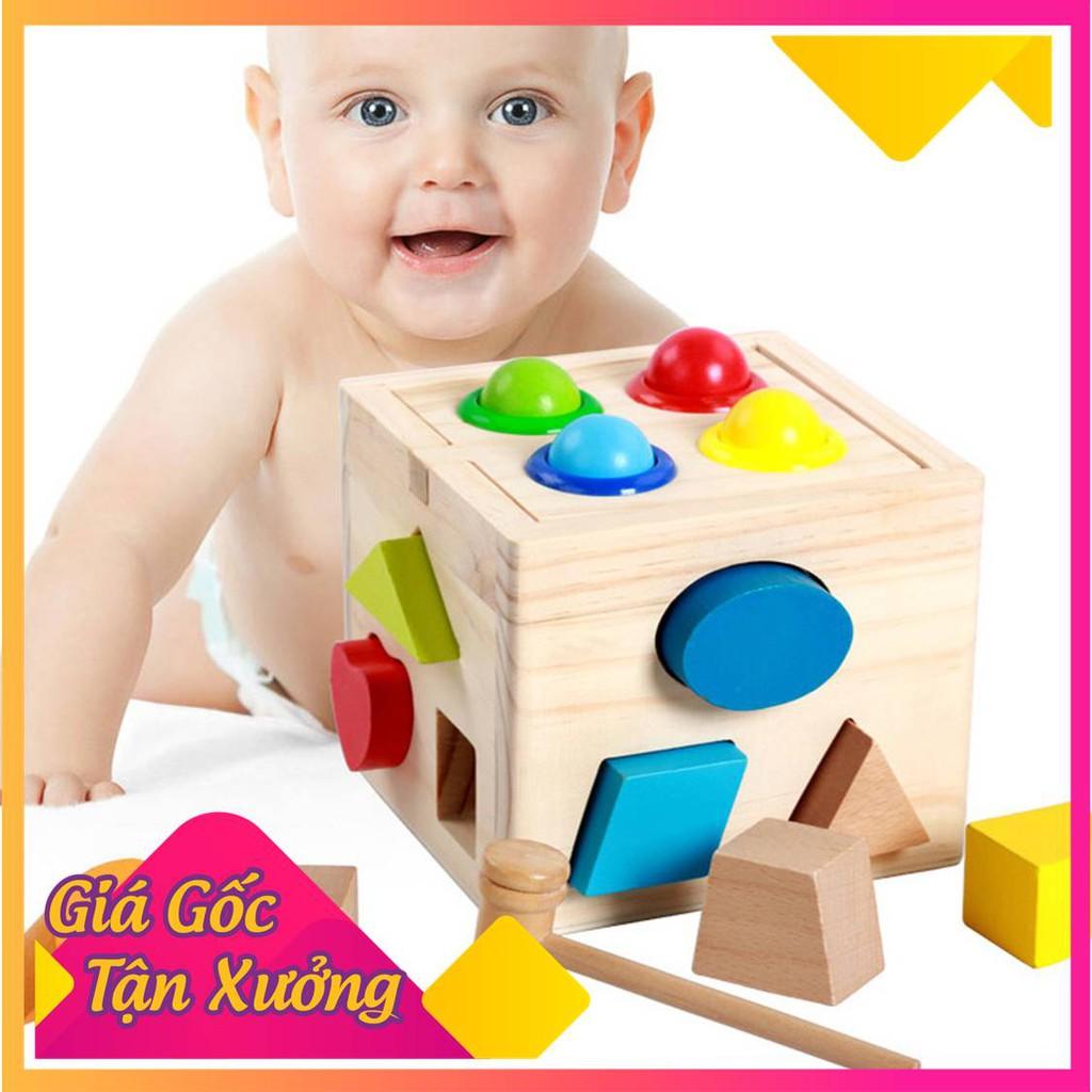 Đập Bóng Thả Hình Đồ Chơi Gỗ Montessori ,Màu Sắc Đẹp,Bé Luyện Kỹ Năng Tay và Học Màu Sắc,Hình Khối