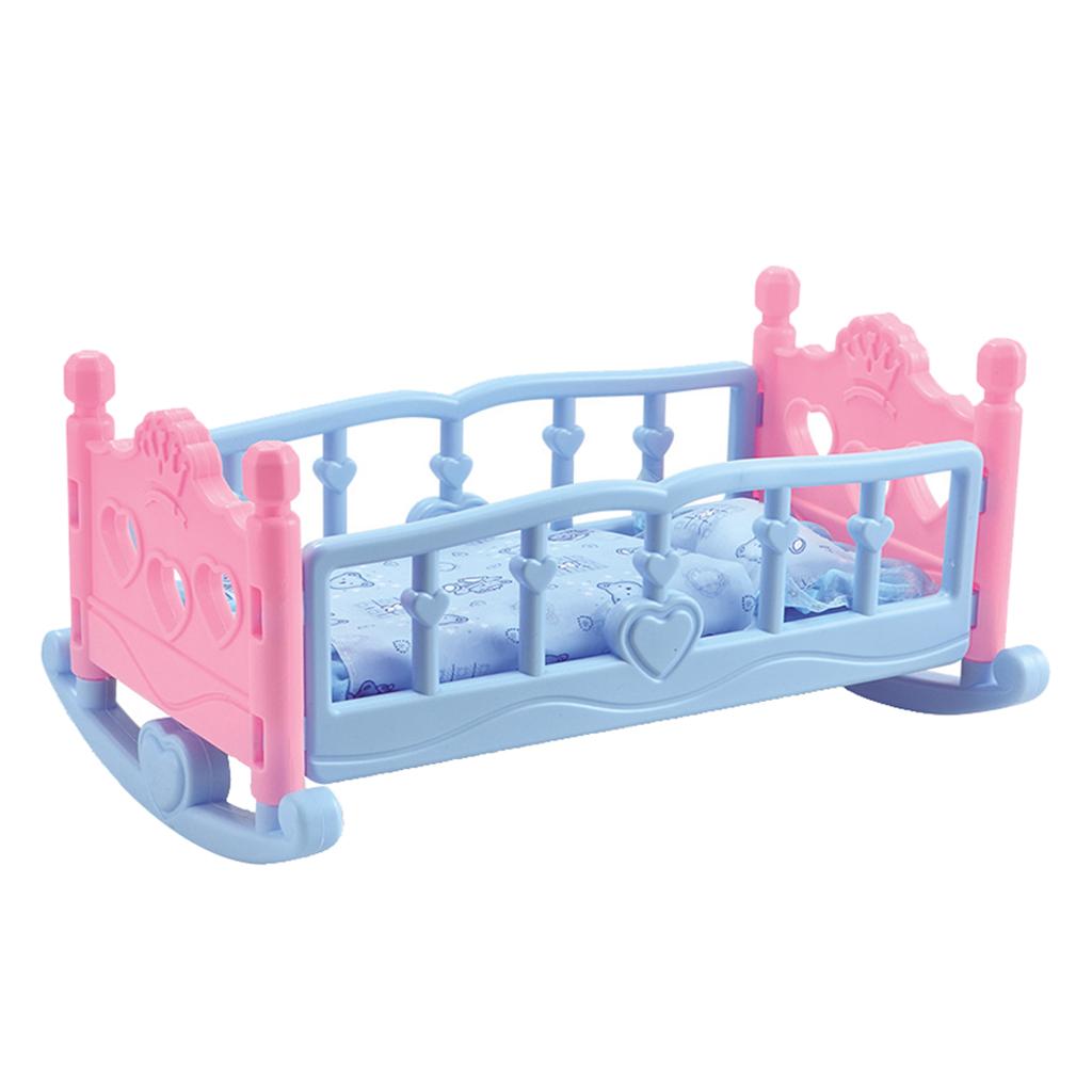 Doll Bed Doll Cradle Doll Furniture, Doll Bed Fits American Dolls, Includes Mattress & Quilted Bedding, 14.57 x 9.44 x 7.09 inch