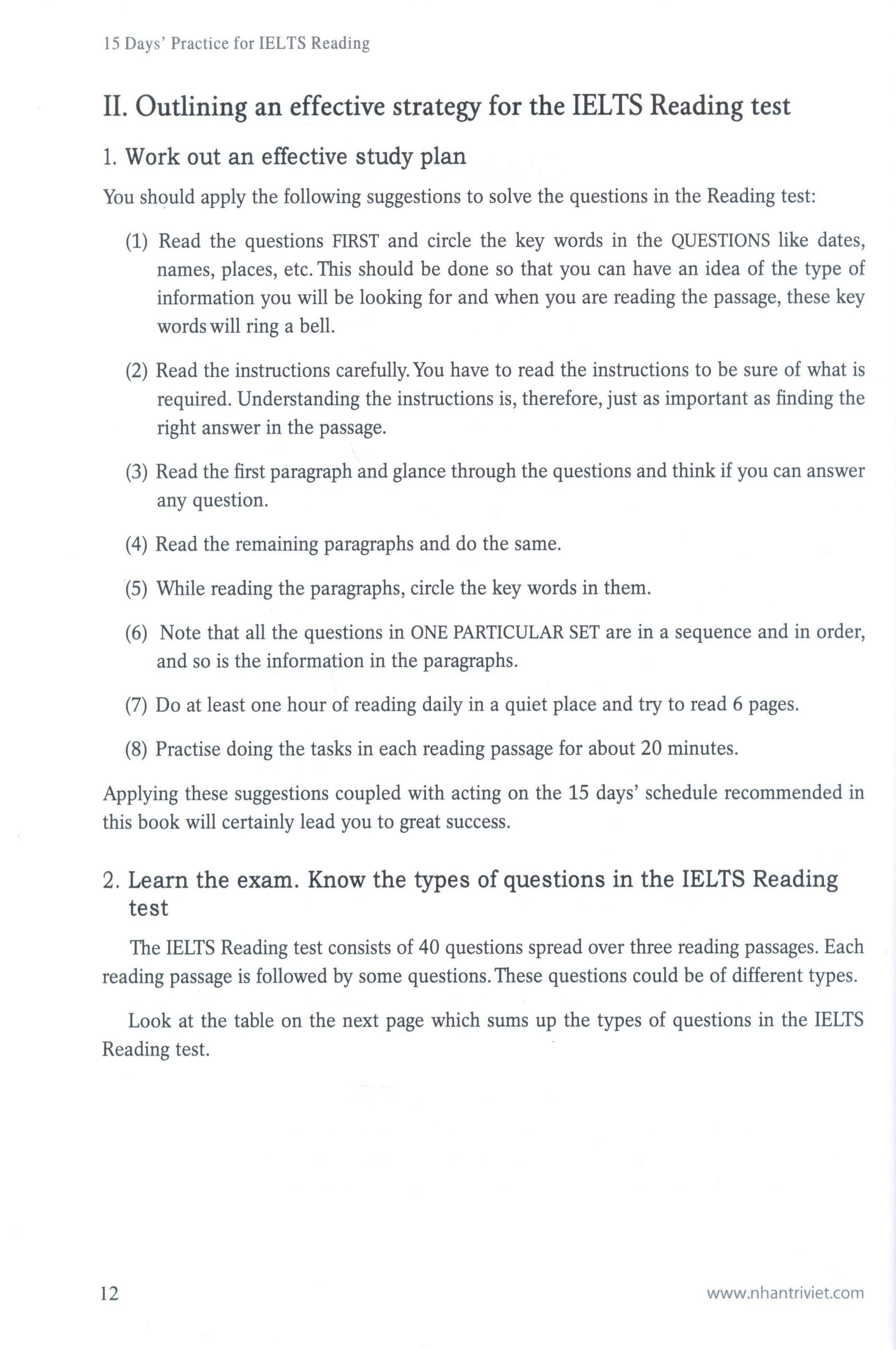 15 Days' Practice For Ielts Reading (Tái Bản 2019)