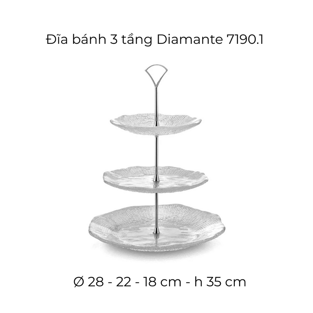 Đĩa bánh 3 tầng Diamante 35cm IVV Hàng chính hãng