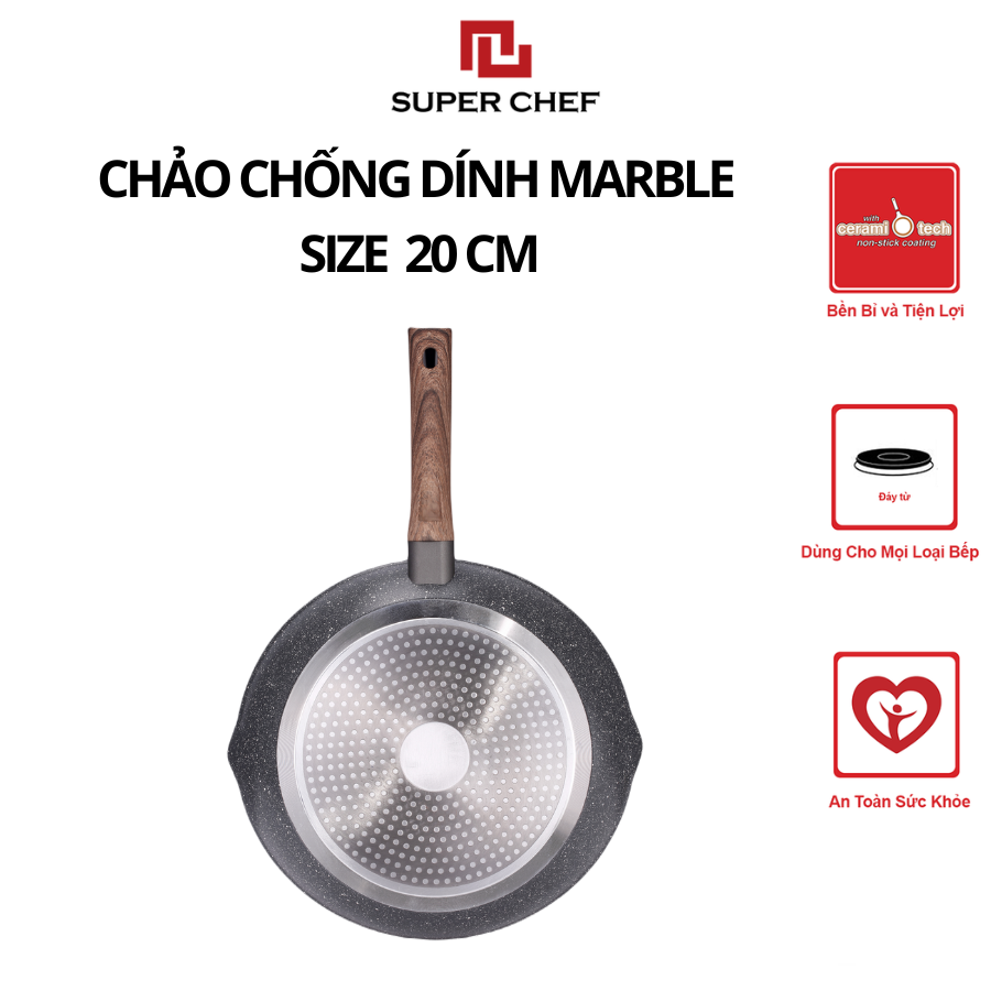 Bộ nồi chảo chống dính Marble Super Chef Tiện Lợi, Bền Bỉ NCM20