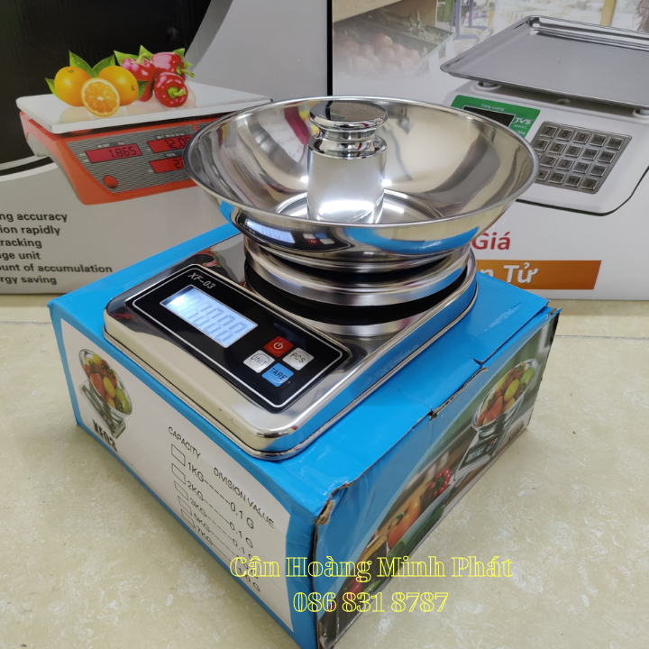 Cân Điện Tử Nhà Bếp Chính Xác Cao 0.1g - 3kg FX03 INOX Không Gỉ. Cân Làm Bánh Độ Chính Xác Cao Kèm 2 Viên pin AA. Kèm Tô Inox