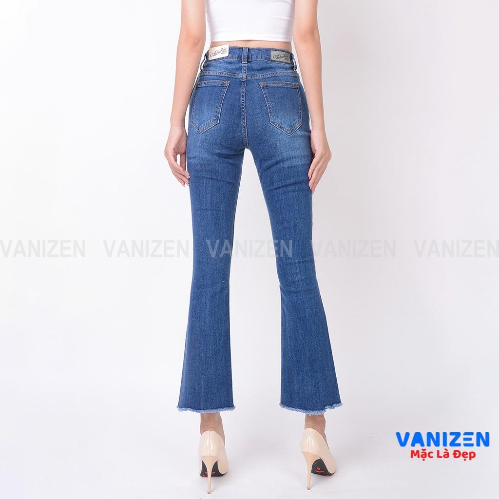 Quần jean nữ ống loe đẹp lưng cao cạp cao trơn hàng hiệu cao cấp mã 343 VANIZEN