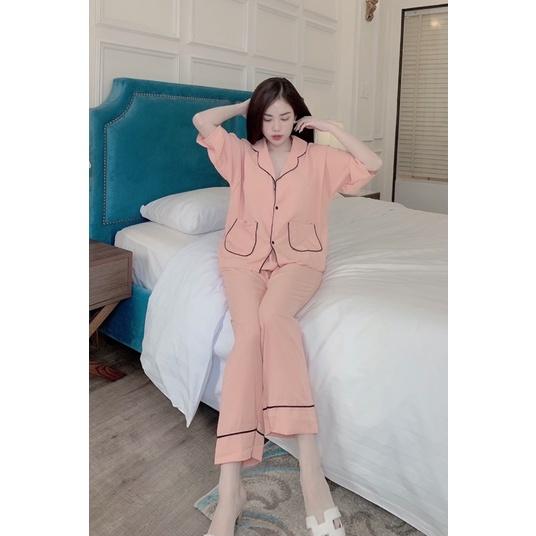Bộ Đồ Pijama Nữ Lụa Tay Cộc Quần Dài Mát Mịn – Không Nhăn, Không Giãn, Không Phải màu