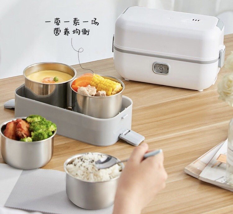 Hộp cơm Cooking 2 tầng với 4 ngăn bằng inox cao cấp đựng cơm và thức ăn mang đi làm, dễ dàng hâm nóng lại hoặc nấu chín cơm tự động, phù hợp cho học sinh, sinh viên, dân văn phòng - Cà men hâm cơm