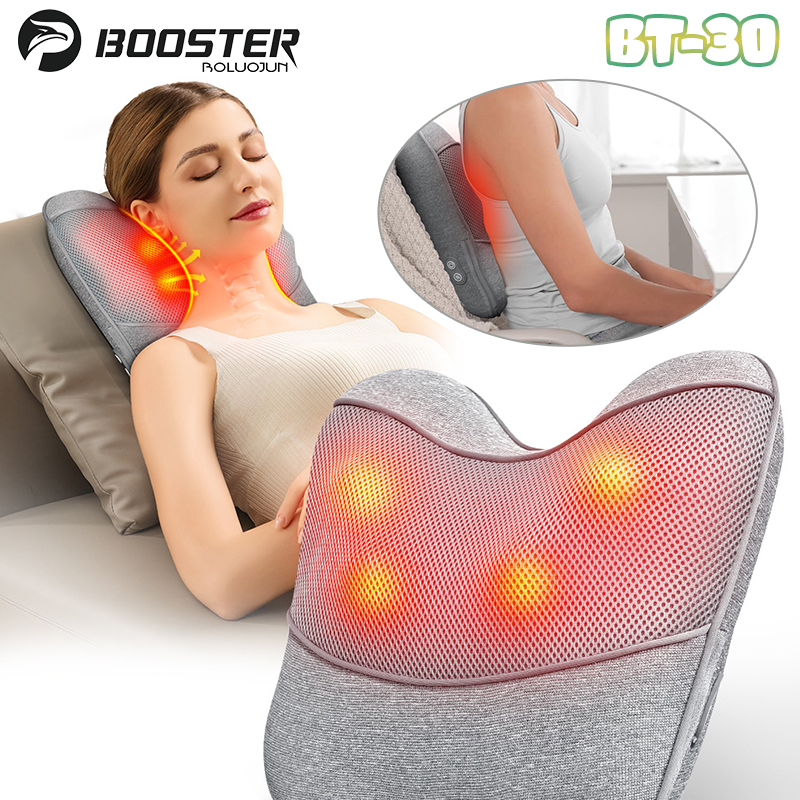 Gối massage lưng, cổ vai gáy Booster Boluojun BT-30 - Massage hồng ngoại, chuyên sâu 4D
