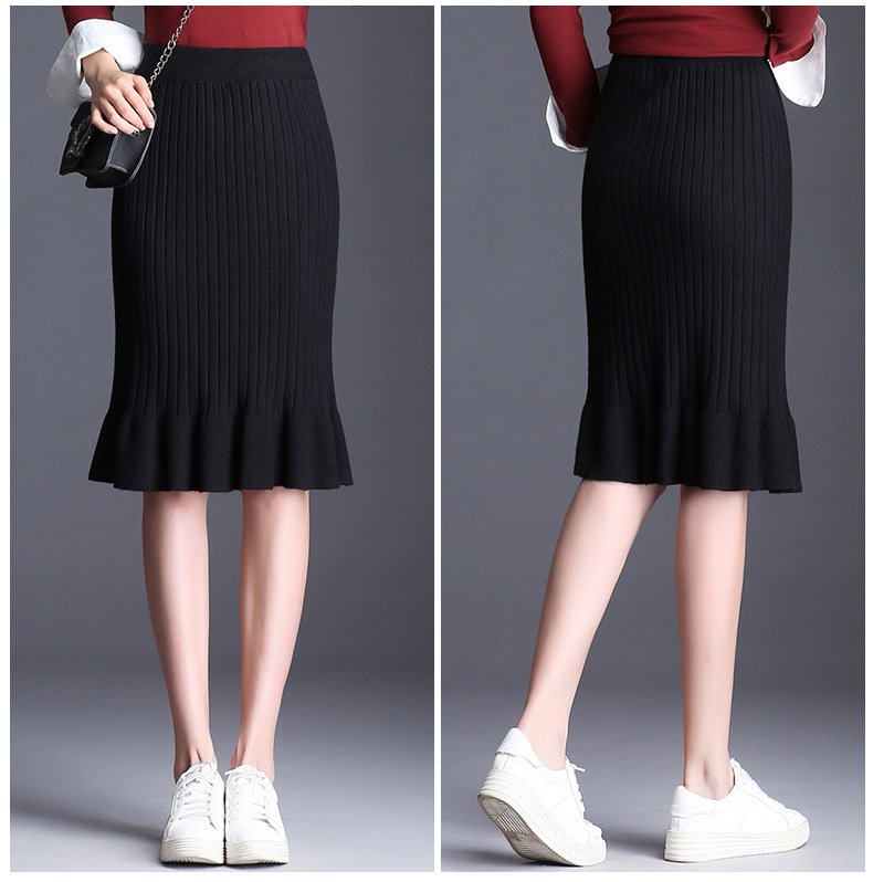 Chân váy nữ Haint Boutique ,chân váy len gân thiết kế dáng đuôi cá HB29
