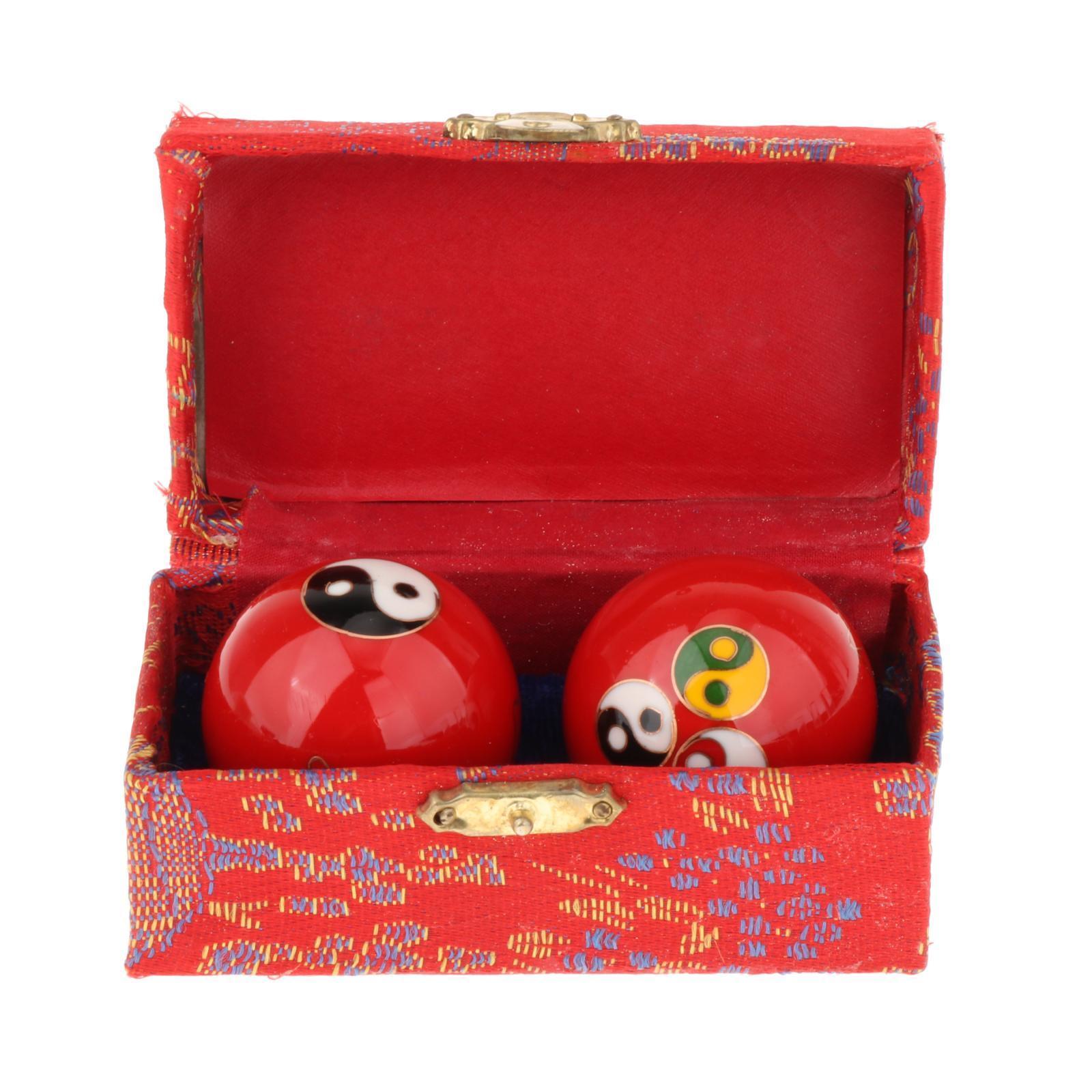 2 Pieces Hand Massage Balls Baoding Balls with Storage Box Durable Smooth Chinese Exercise Handballs for Children Middle Aged People Parents